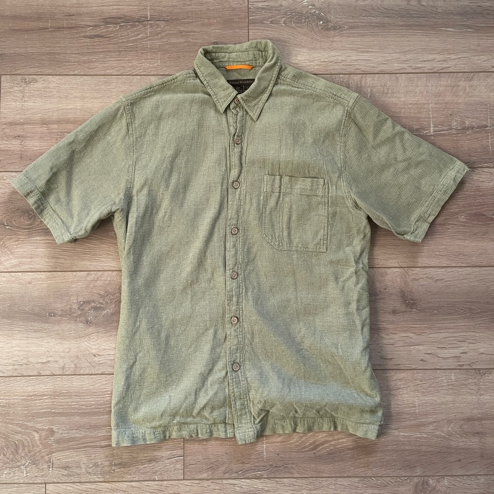 Vintage Men’s Royal Robbins Mint Green Button-Up Shortsleeve Shirt Size Large